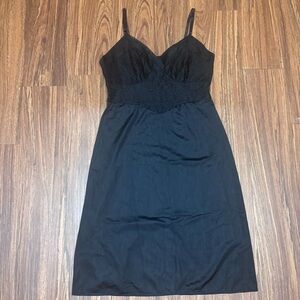 Vintage Angelique Black Slip Dress Size 36 Short Satin Nylon Tricot Made in USA
